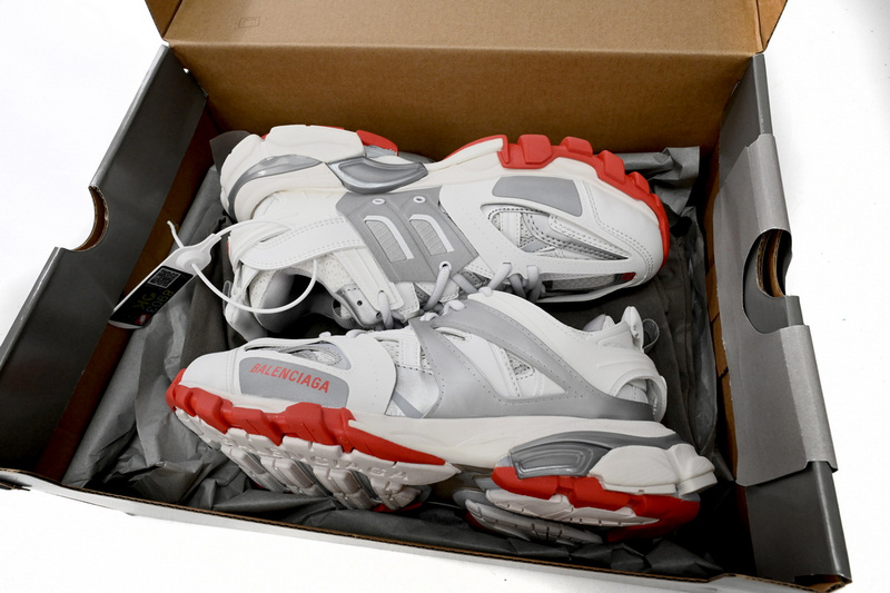 Balenciaga Tess S.White Grey Red 542436 W3DB2 7663