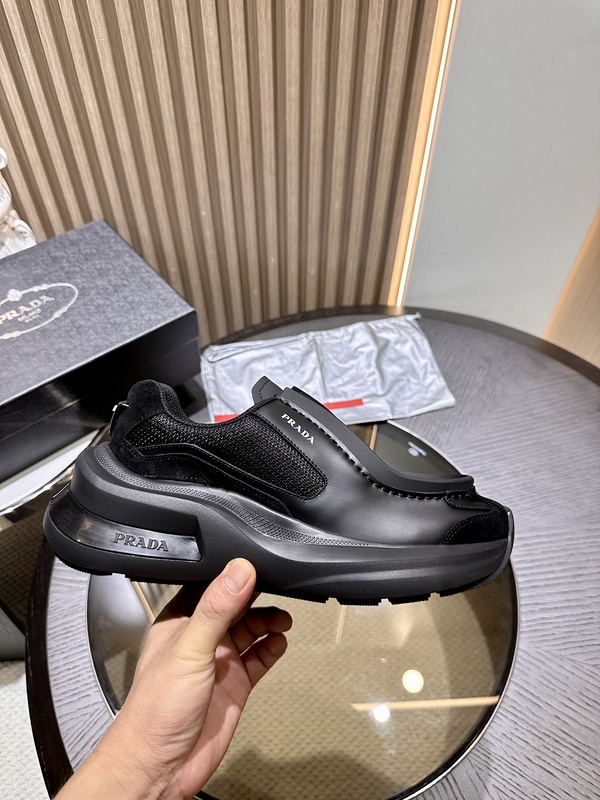 Prada Systeme Brushed Leather Sneakers