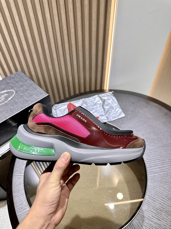 Prada Systeme Brushed Leather Sneakers