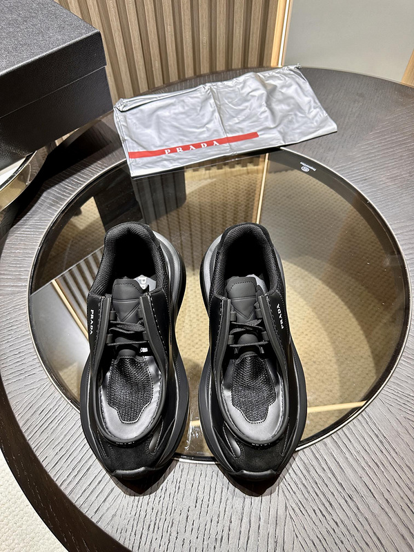 Prada Systeme Brushed Leather Sneakers