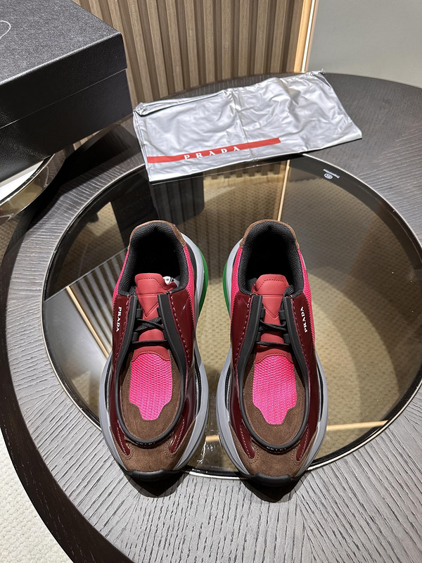 Prada Systeme Brushed Leather Sneakers