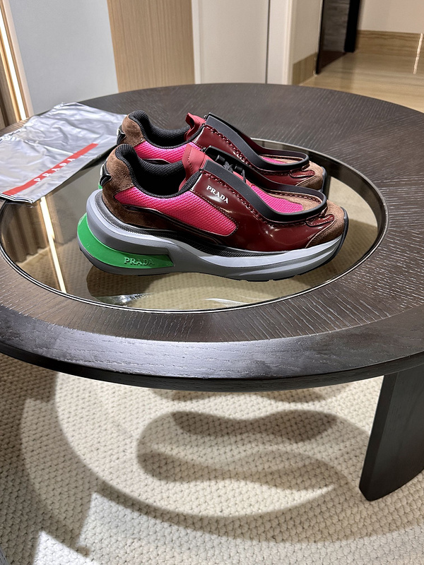 Prada Systeme Brushed Leather Sneakers