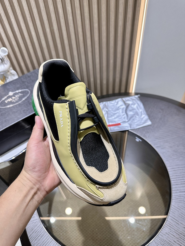 Prada Systeme Brushed Leather Sneakers