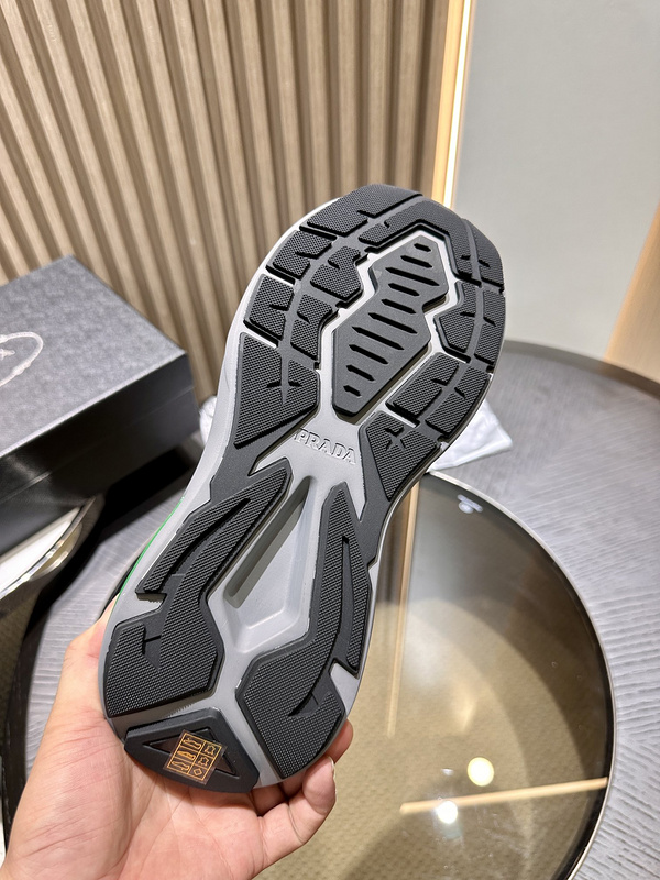 Prada Systeme Brushed Leather Sneakers