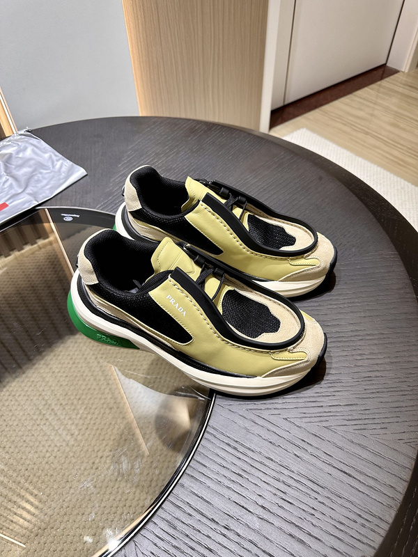 Prada Systeme Brushed Leather Sneakers