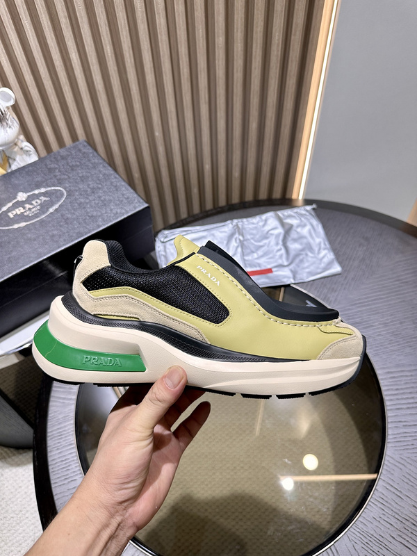 Prada Systeme Brushed Leather Sneakers
