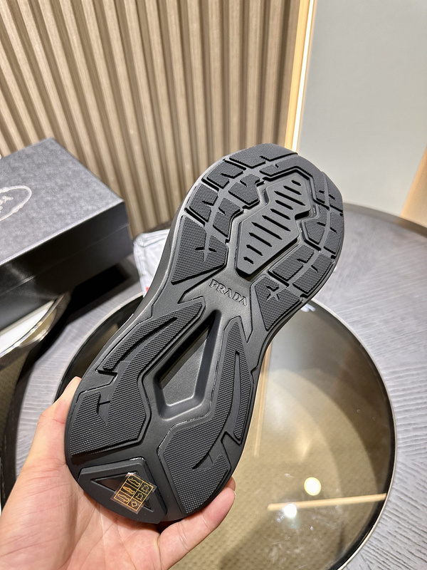 Prada Systeme Brushed Leather Sneakers