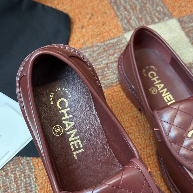 Chanel Leather CC Logo Loafers