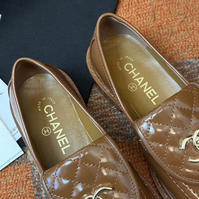 Chanel Leather CC Logo Loafers