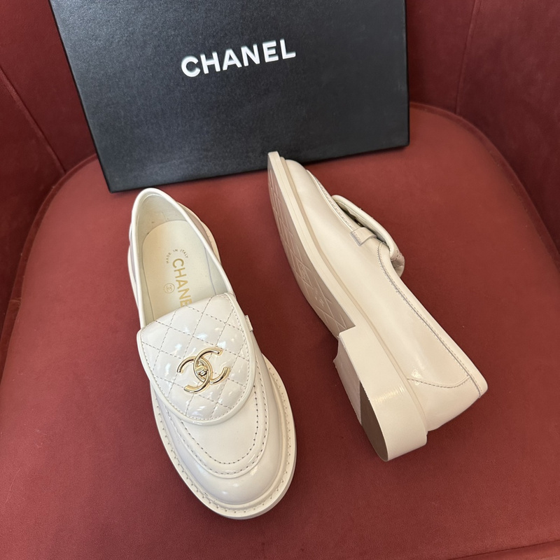 Chanel Leather CC Logo Loafers