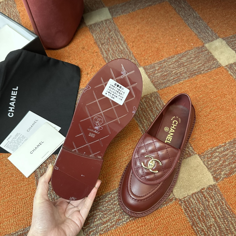 Chanel Leather CC Logo Loafers