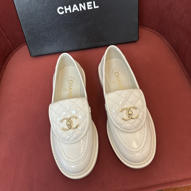 Chanel Leather CC Logo Loafers