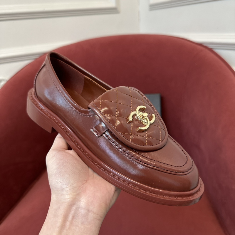 Chanel Leather CC Logo Loafers