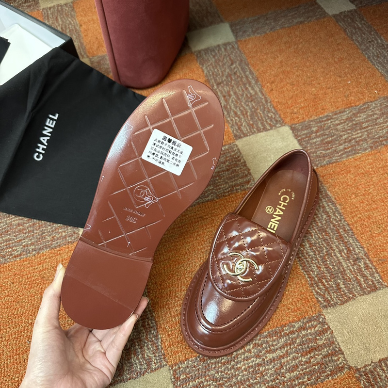 Chanel  Leather CC Logo Loafers