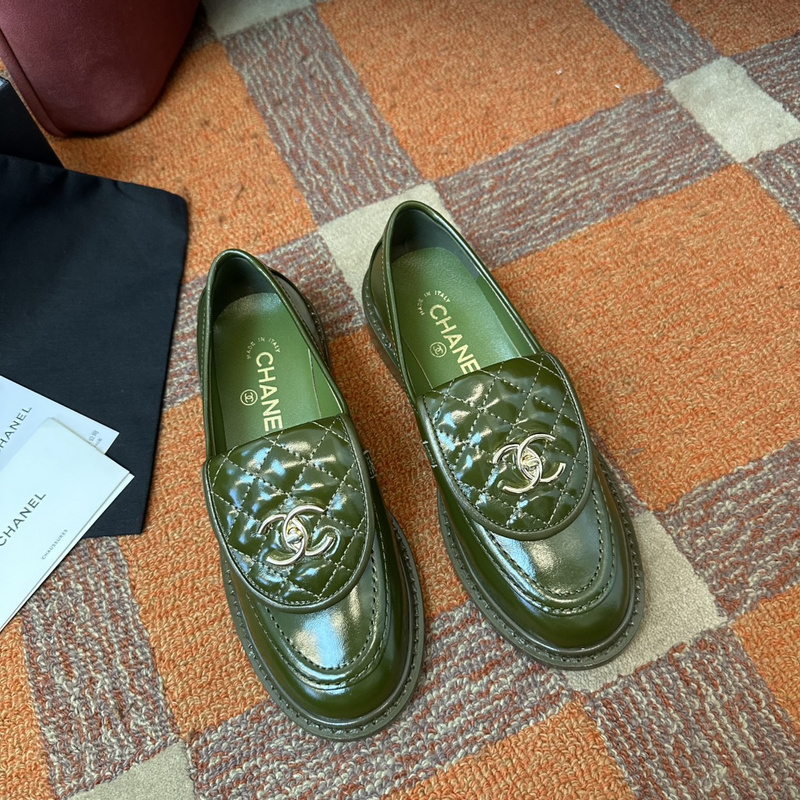 Chanel Leather CC Logo Loafers