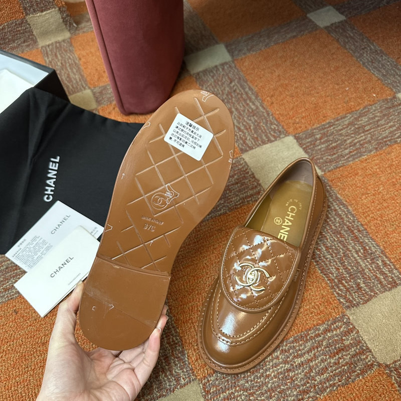 Chanel Leather CC Logo Loafers