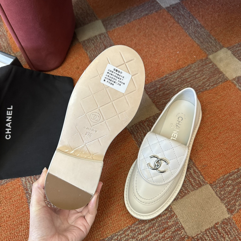 Chanel Leather CC Logo Loafers