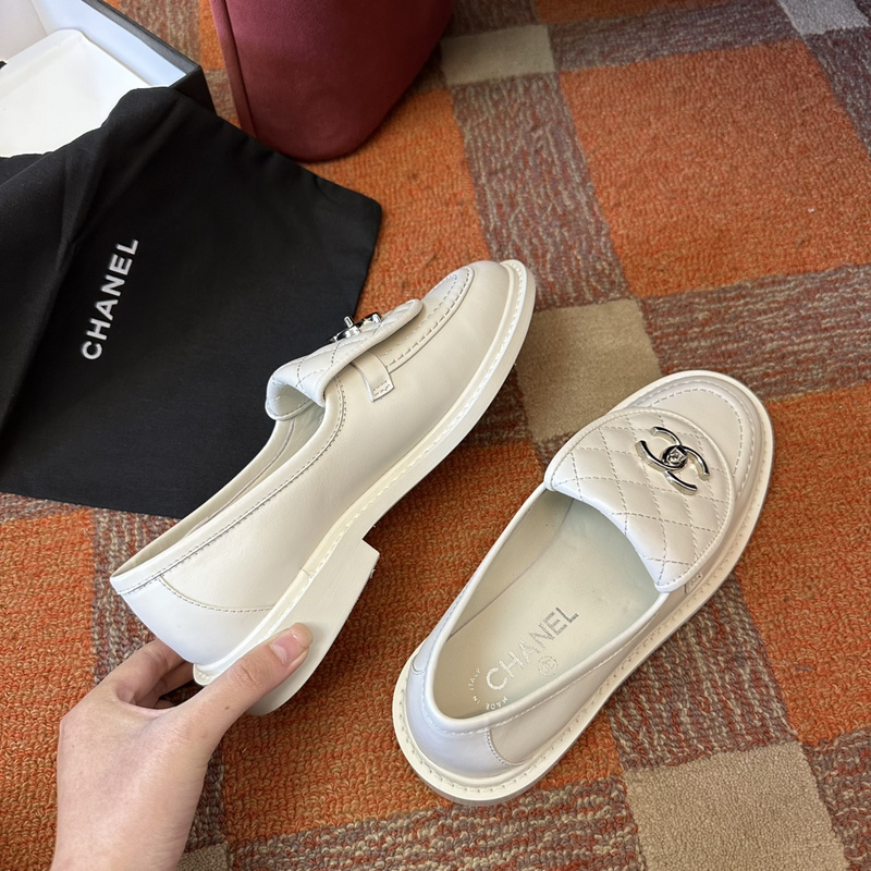 Chanel Leather CC Logo Loafers