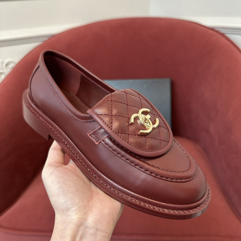 Chanel Leather CC Logo Loafers