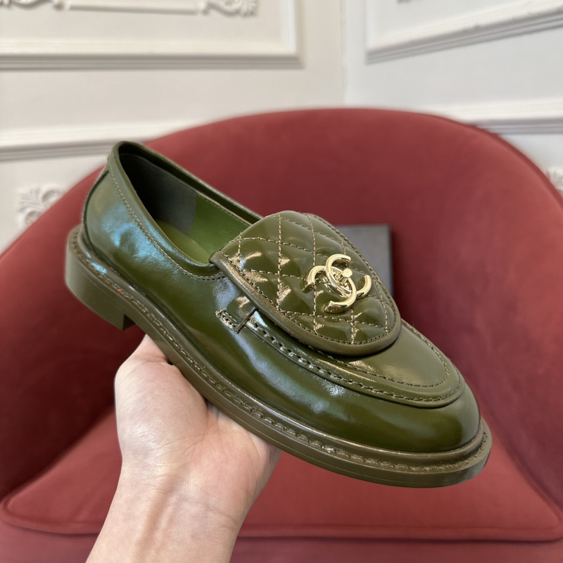 Chanel Leather CC Logo Loafers