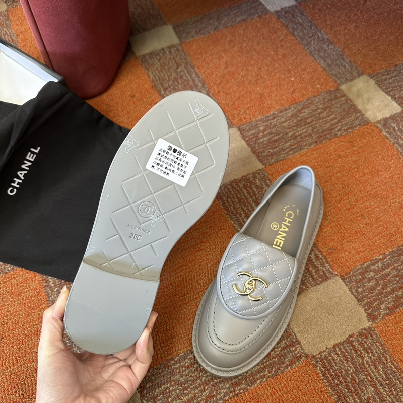 Chanel Leather CC Logo Loafers