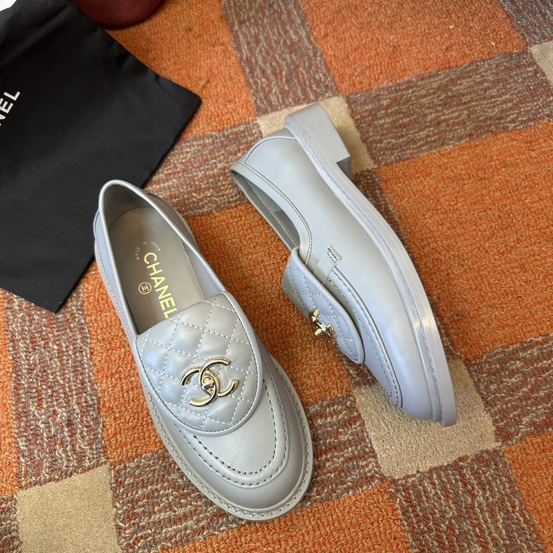 Chanel Leather CC Logo Loafers
