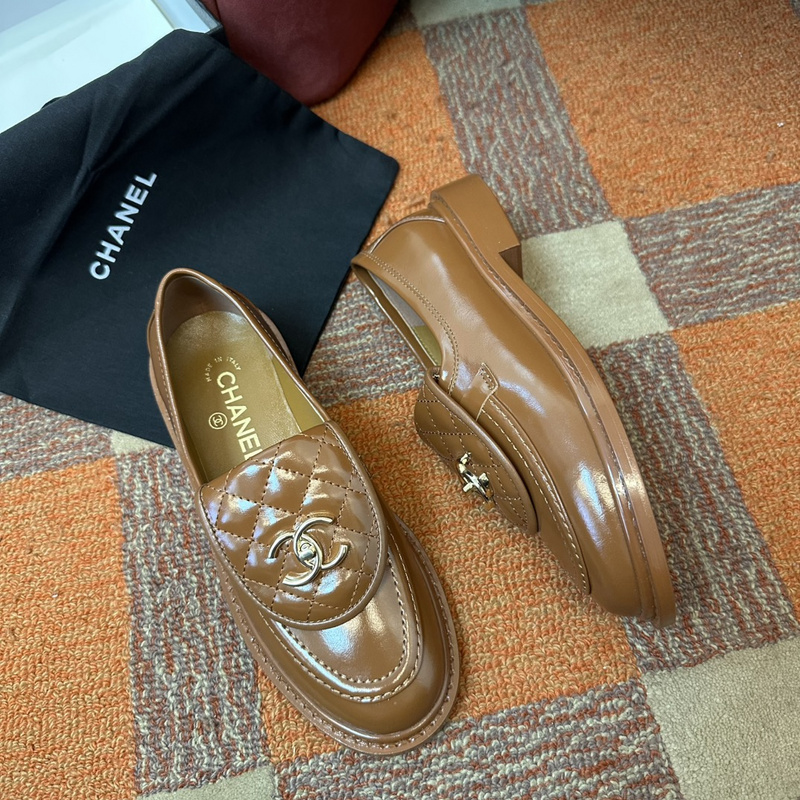 Chanel Leather CC Logo Loafers