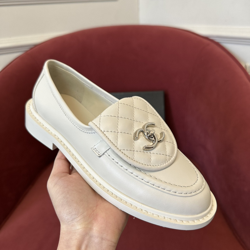 Chanel Leather CC Logo Loafers