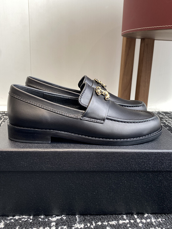 Chanel Leather CC Logo Loafers