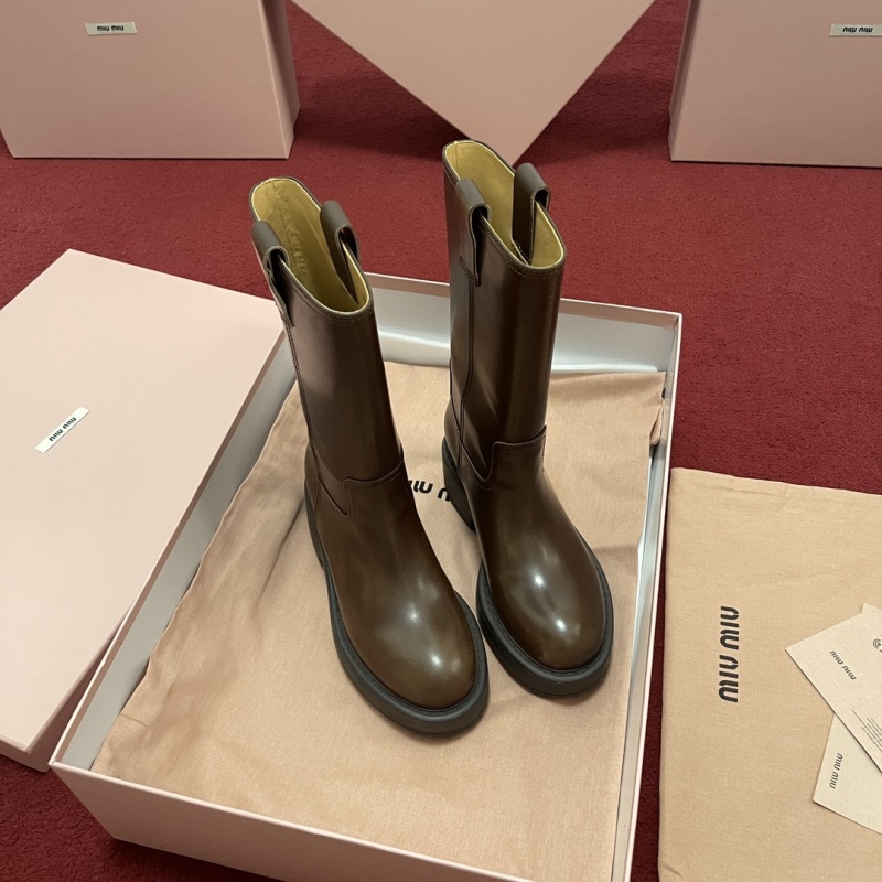 Miu Miu Fumé Leather Boots