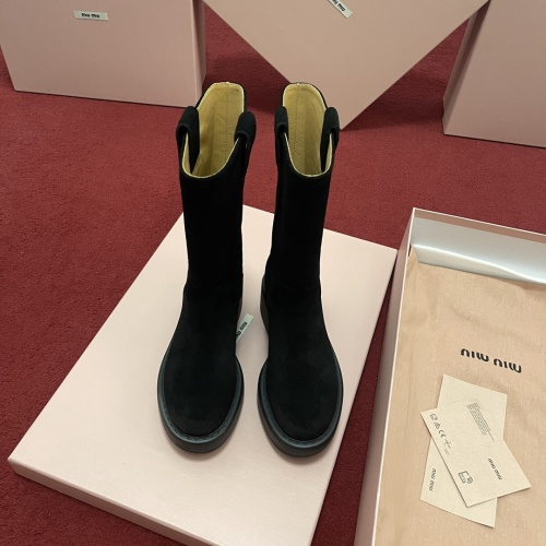 Miu Miu Suede Calf Boot in Moro