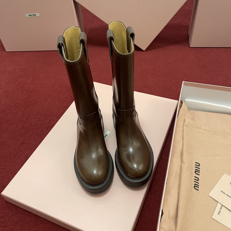 Miu Miu Fumé Leather Boots