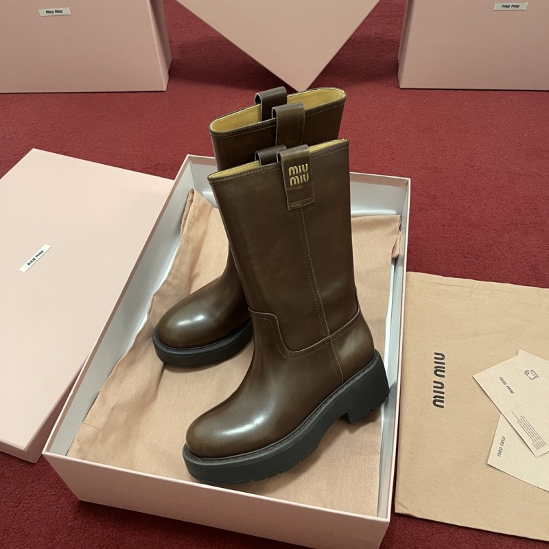 Miu Miu Fumé Leather Boots