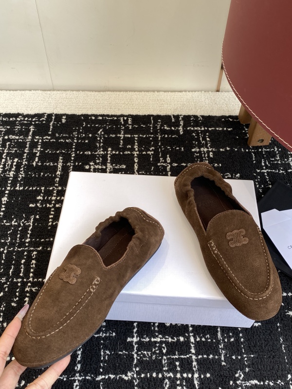 Celine Velvet Loafers With Embroidered Triomphe Logo