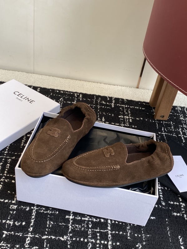 Celine Velvet Loafers With Embroidered Triomphe Logo