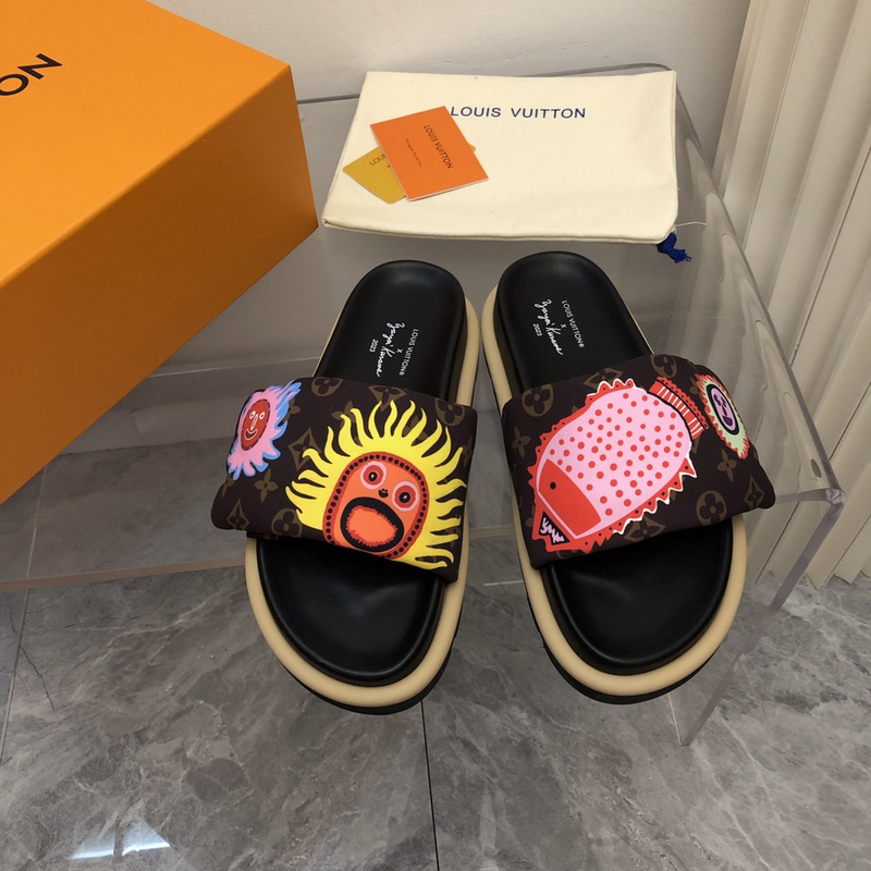 LV pool pillow comfort mule