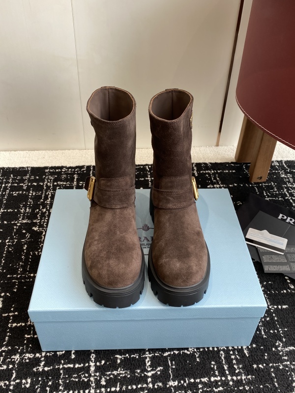 Prada Cocoa Brown Leather Boots