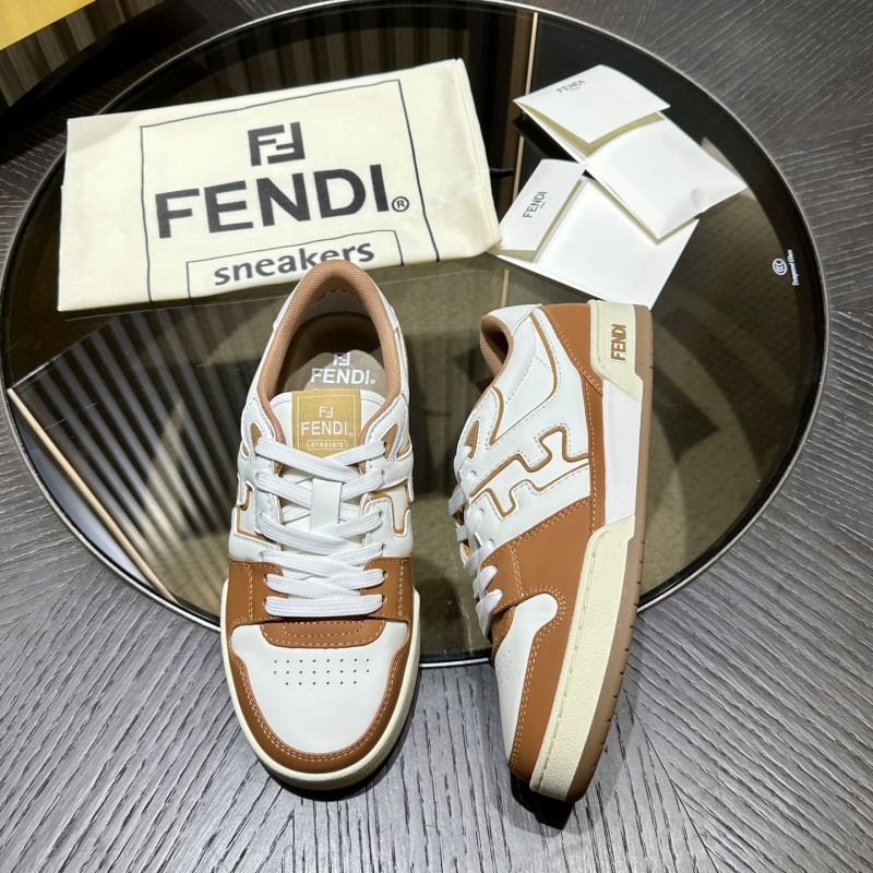Fendi Match FF-appliqué Leather Sneakers