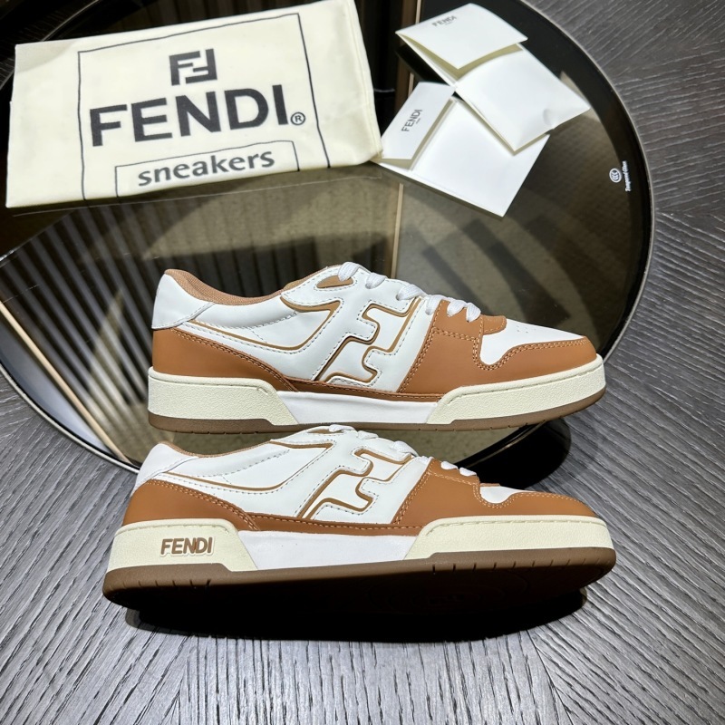 Fendi Match FF-appliqué Leather Sneakers