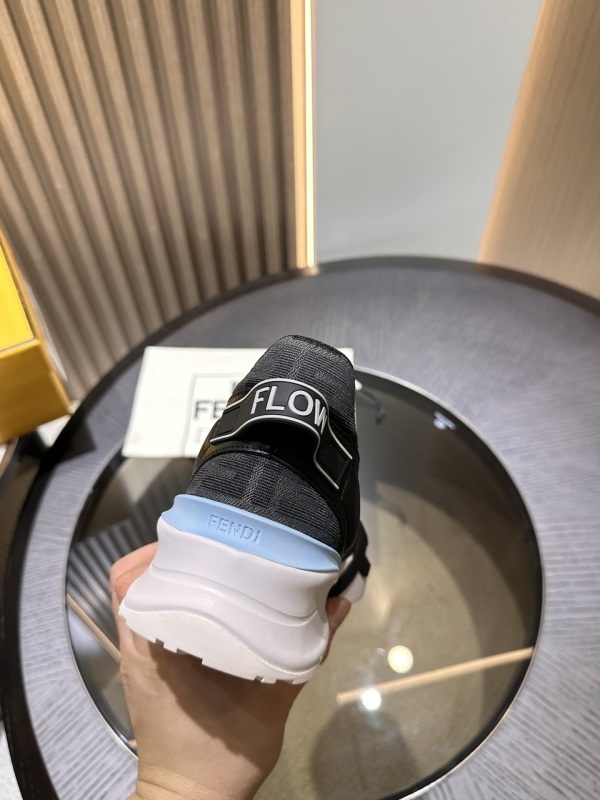 Fendi Leather and Zucca Fabric Low Top Sneakers