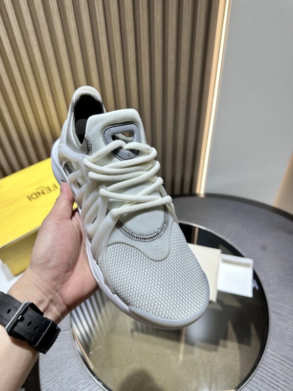 Fendi Men Tag Sneakers White Technical Mesh Running Sneakers