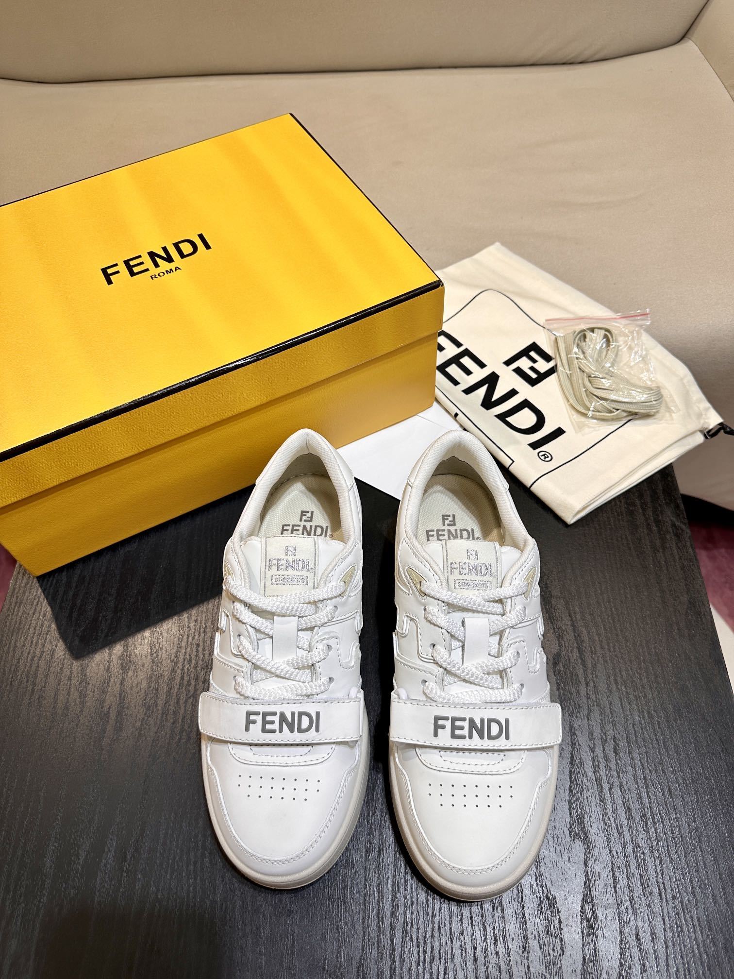 Fendi Match Leather Low Tops Sneakers