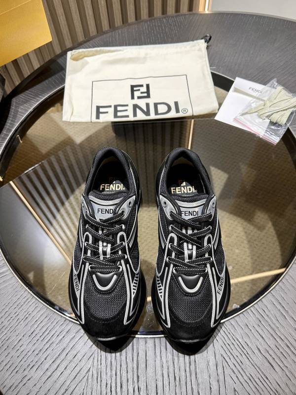 Fendi Sneakers Black & Silver First 1 Tech and Leather