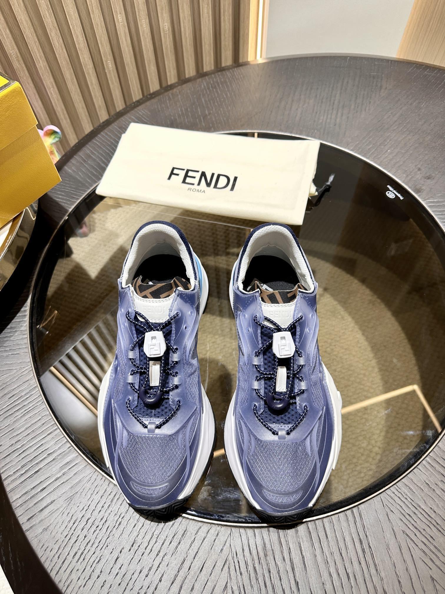 Fendi Flow Sneakers Transparent Upper Men Blue