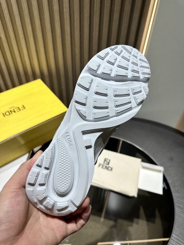 Fendi Men Tag Sneakers White Technical Mesh Running Sneakers