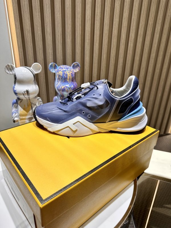Fendi Flow Sneakers Transparent Upper Men Blue