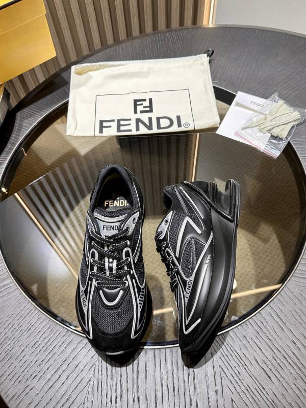 Fendi Sneakers Black & Silver First 1 Tech and Leather