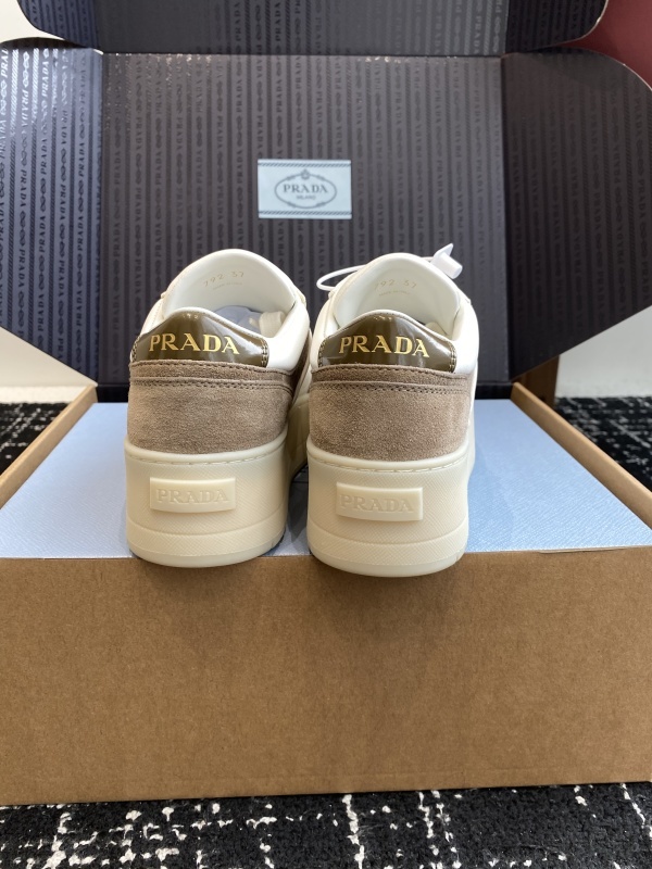 Prada Cream and White Platform Leather Sneakers