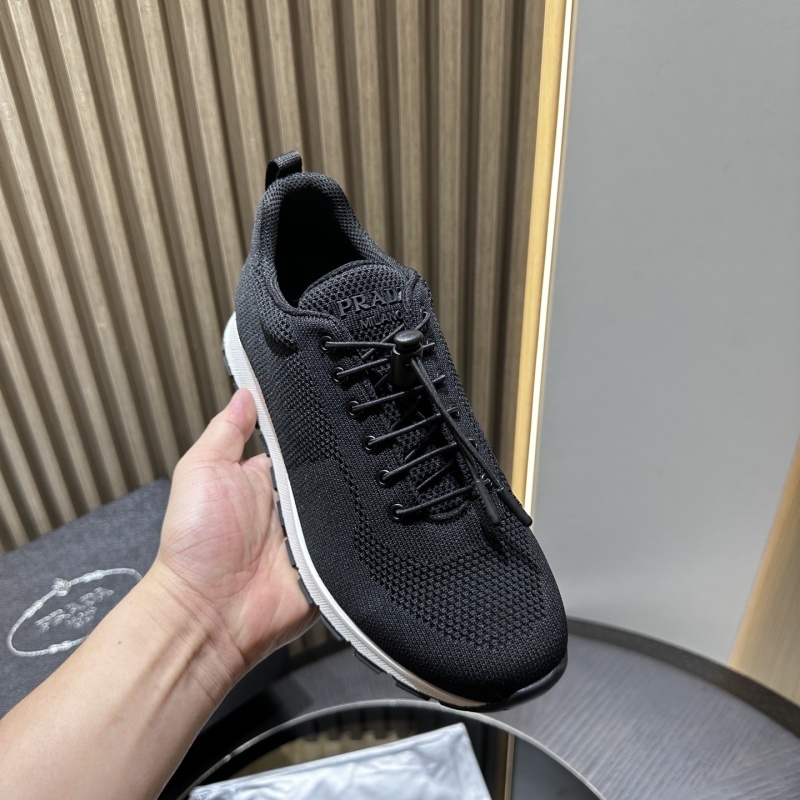 Prada Navy Stretch Knit Sneakers