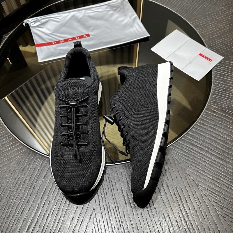 Prada Navy Stretch Knit Sneakers